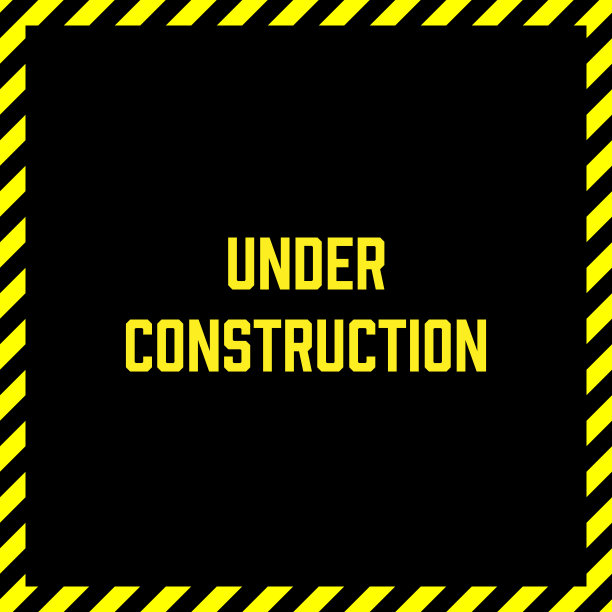 正在施工标签与黄色和黑色条纹框架。广场的矢量图图片下载