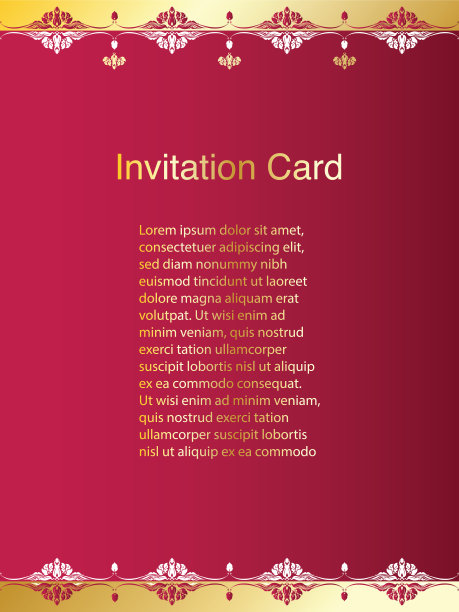 邀请模板，背景和框架边框矢量设计，金色的线条艺术花卉风格装饰在复古插画图片下载