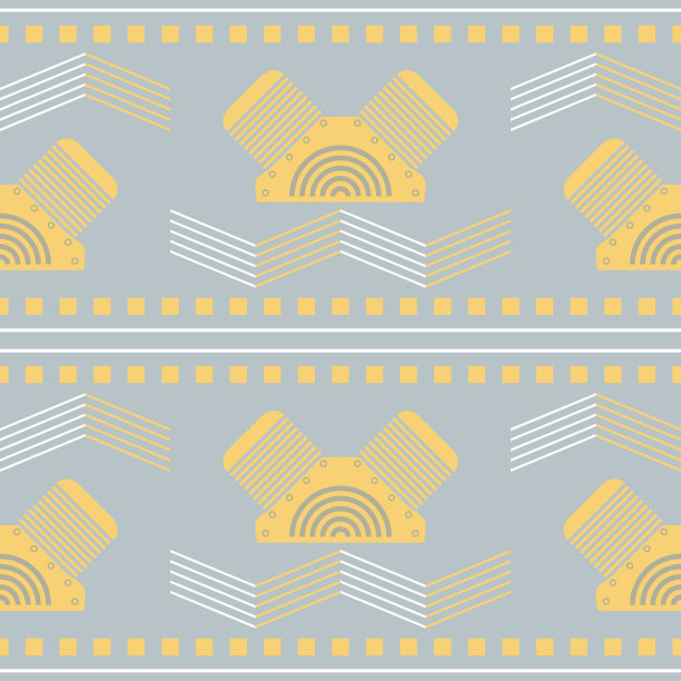 灰色和黄色无缝机械蒸汽朋克几何图案图片下载