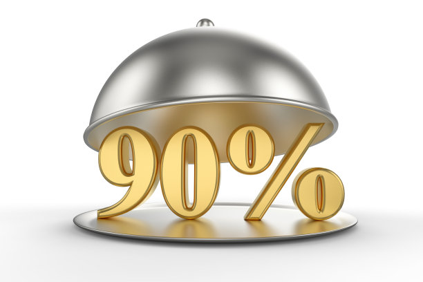 餐厅钟摆上金色的九折优惠标志图片下载