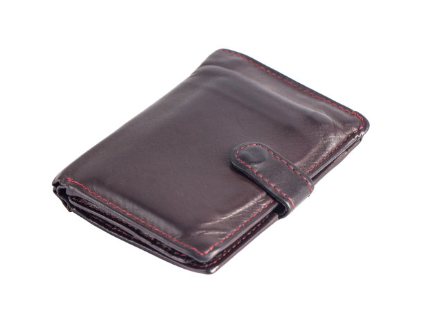 旧棕色皮革钱包孤立在白色背景图片下载