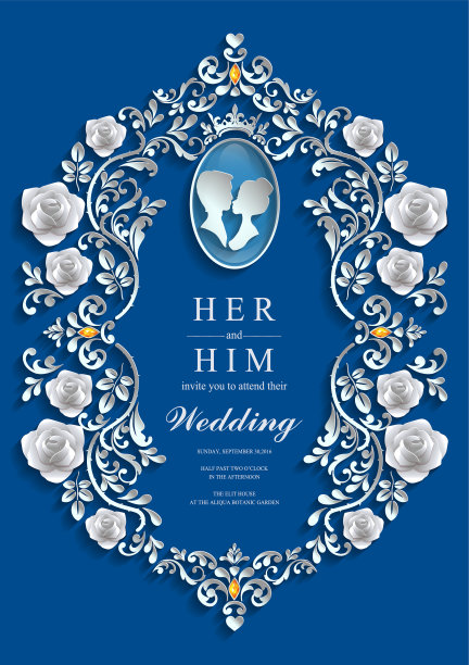 婚礼邀请卡模板与纸艺术和工艺风格在纸颜色的背景。图片下载