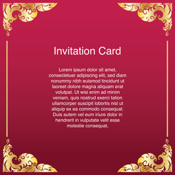 邀请模板，背景和框架边框矢量设计，金色的线条艺术花卉风格装饰在复古插画图片下载