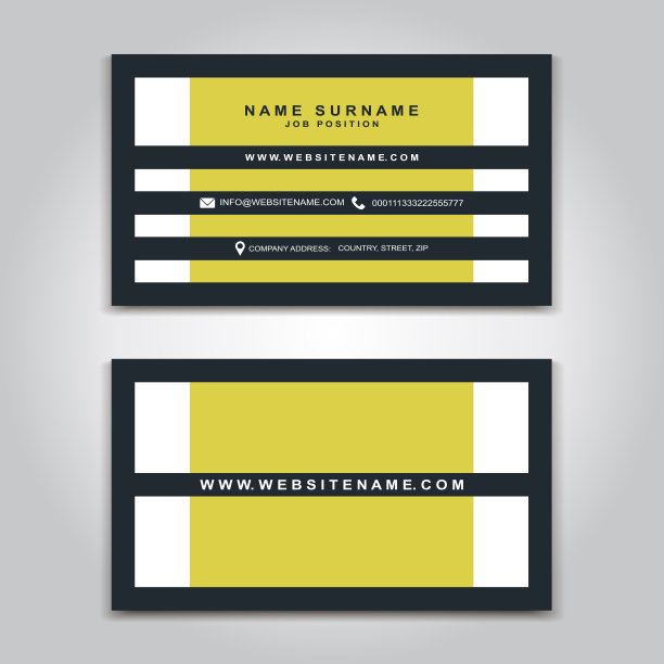 矢量名片创意设计，现代趋势风格，正面和背面样品，豪华模板在经典的颜色，空白布局为您的想法图片下载