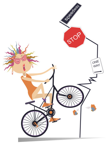 交通事故和年轻女子的自行车插图图片下载