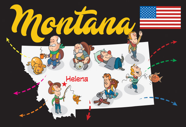 蒙大拿州卡通地图图片下载