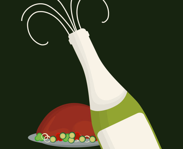 香槟和烤火鸡图片下载