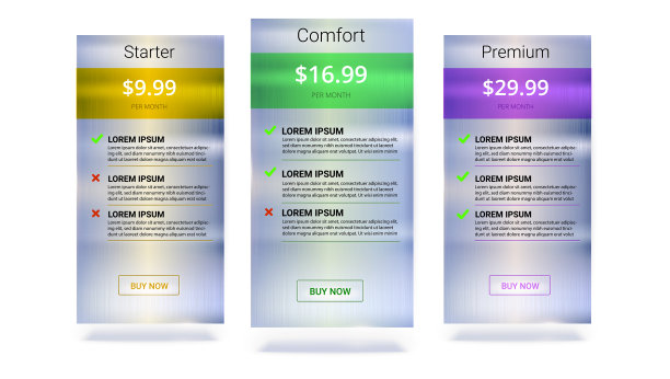 不同的关税计划对金属板的背景。商业定价表，项目列表和商业计划的比较。商业产品，服务的价格模板。三维演示图片下载