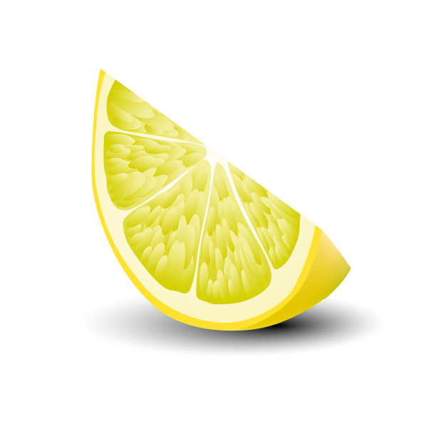 孤立的真实的彩色切片，多汁的黄色柠檬与白色的背景阴影。图片下载