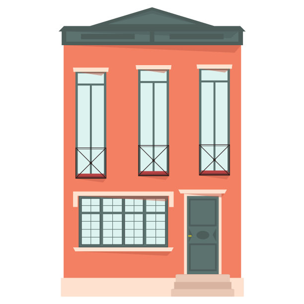 城市住宅的平面设计。欧洲风格的老建筑孤立在白色背景上。矢量插图。图片下载