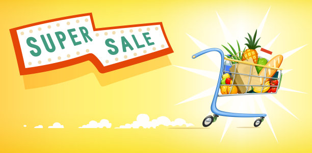 装食品的购物车。图片下载