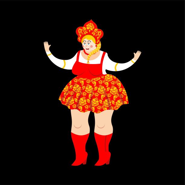 俄罗斯的快乐。俄罗斯女孩快乐。身着民族服装的快乐女性。民族历史帽卡科史尼克与卡科罗马绘画。民间服饰。图片下载