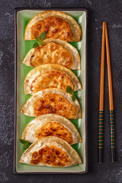 亚洲风味饺子小吃拼盘素材图片