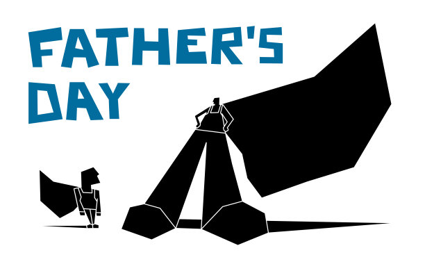 爸爸和儿子装扮成超级英雄。父亲节。海报。图片下载