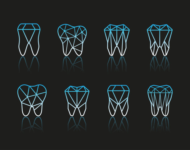 牙齿的符号集。矢量图图片下载
