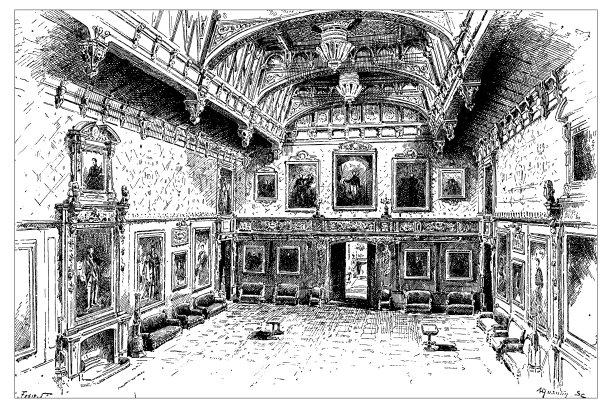 英格兰，苏格兰和爱尔兰的古董插图:滑铁卢大厅，温莎图片下载