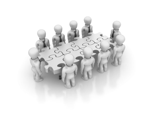 商业团队与拼图表- 3D渲染图片下载
