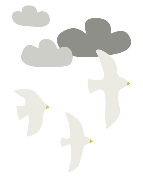 3海鸥在白色的天空图片下载