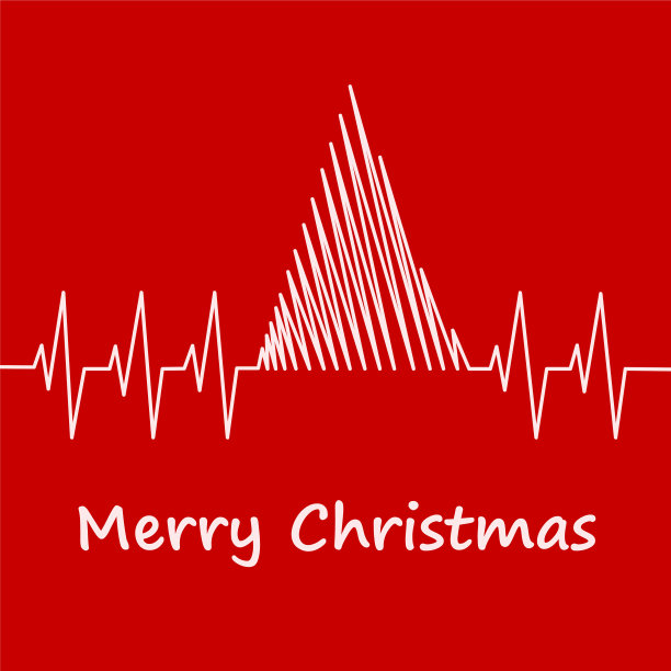 圣诞快乐和新年贺卡与抽象冷杉树红鸡蛋心图，股票矢量插图素材图片