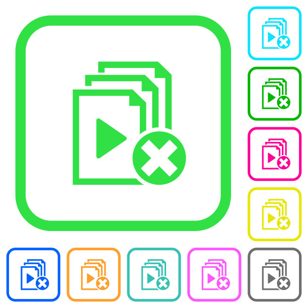 取消播放列表生动的彩色平面图标图片下载