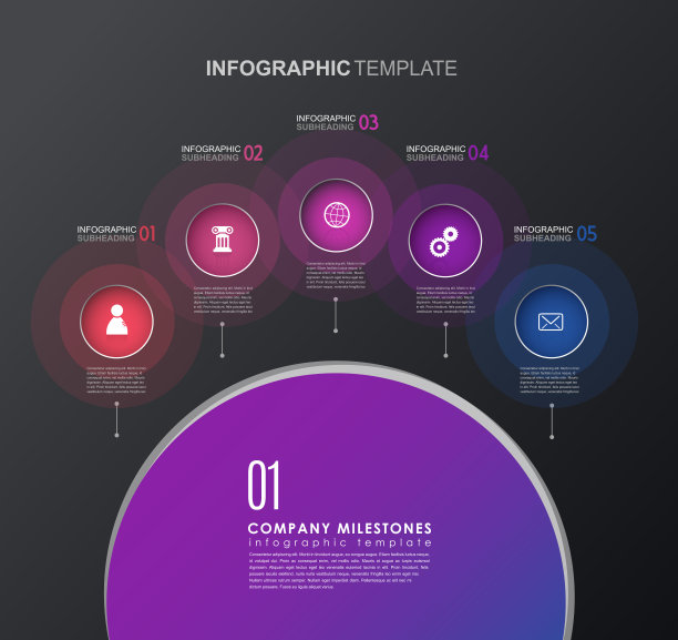 信息图表模板与抽象的形状，图标和城市。图片下载
