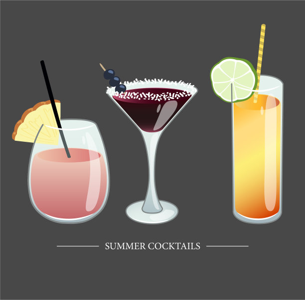 夏季鸡尾酒向量集图片下载
