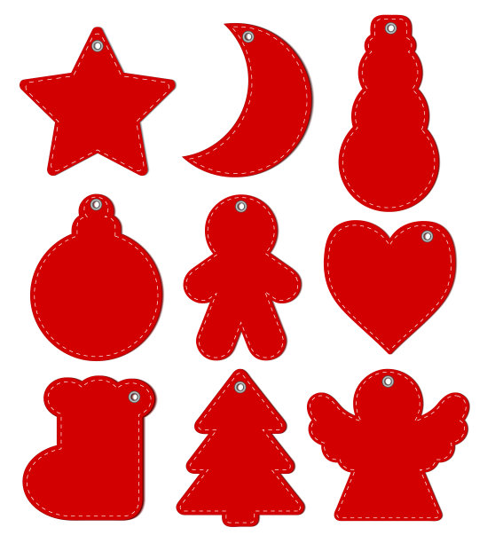 红色吊牌圣诞节或新年，股票矢量插图图片下载