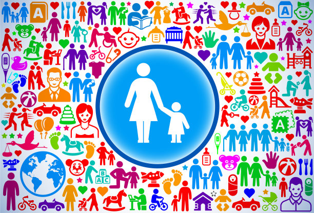 母亲和女儿家庭和父母矢量图标模式图片下载