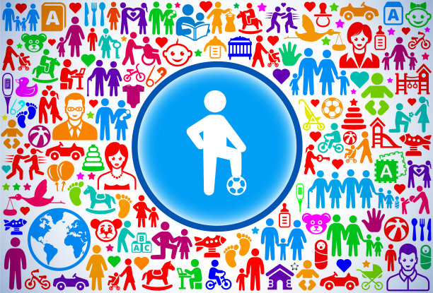 儿童和足球家庭和父母矢量图标模式图片下载