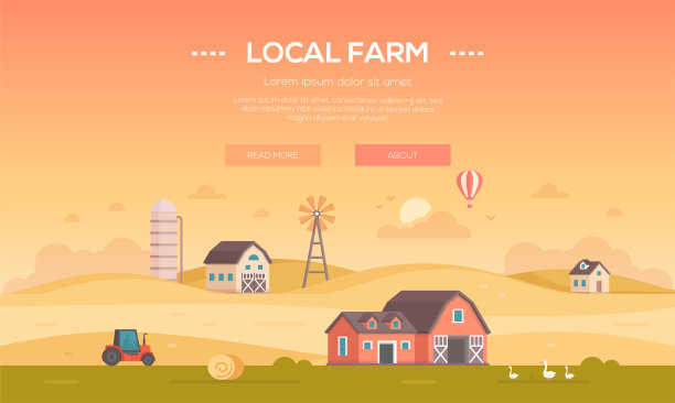本地农场-现代平面设计风格矢量插图图片下载