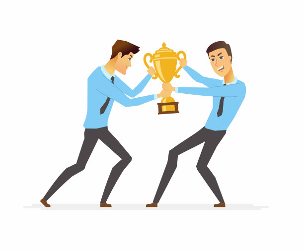 一幅商人争夺奖杯的卡通人物人物孤立插图图片下载