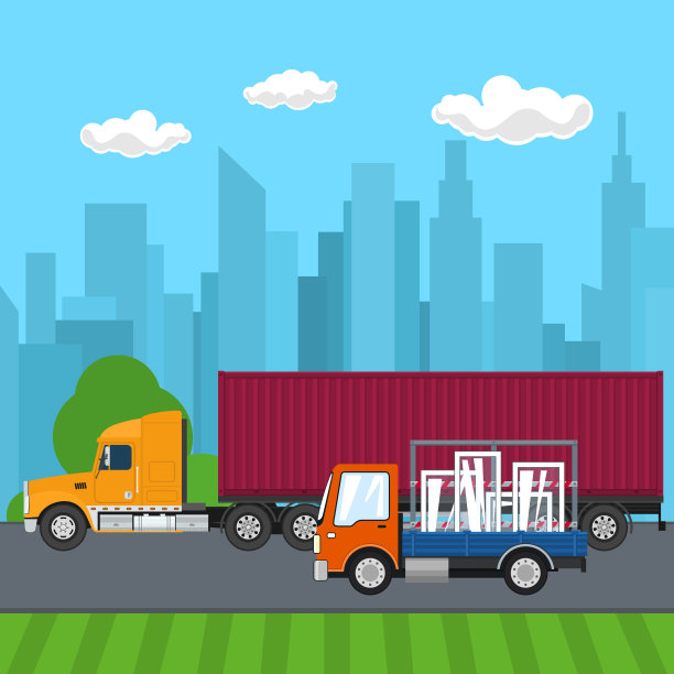 卡车在路上行驶素材图片