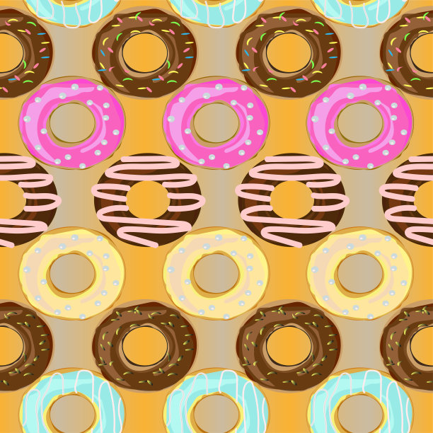 矢量无缝模式与彩色甜甜圈釉和不同的装饰。矢量插图设计包装，送盒，菜单设计，咖啡厅装饰。图片下载