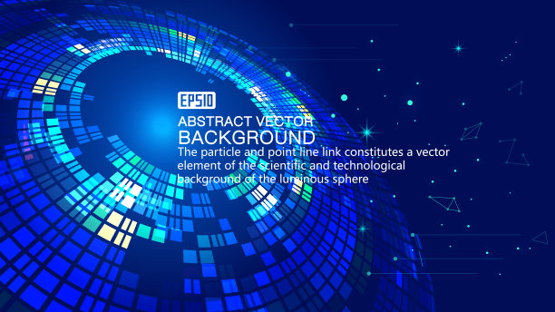 背景采用旋转抽象技术的蓝色方块。素材图片