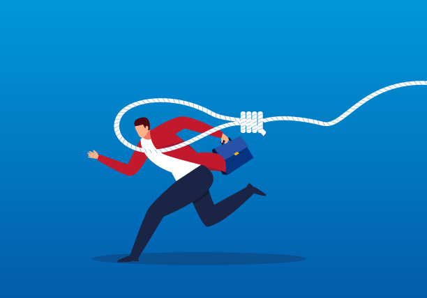 逃跑的商人被巨大的绳子困住了素材图片