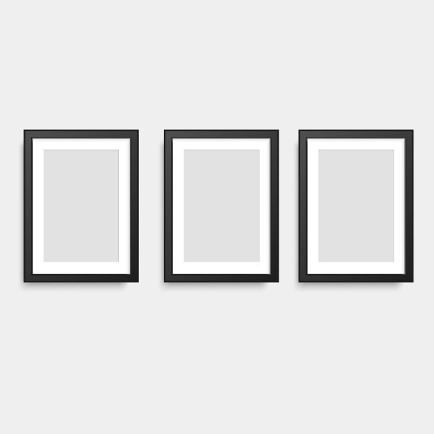 一套黑色方形相框。向量。图片下载