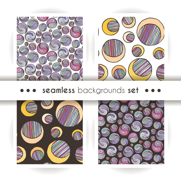 一组无缝涂鸦的月亮或阴阳图片下载