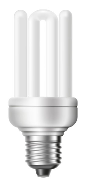 荧光灯节能灯泡隔离在白色背景。图片下载