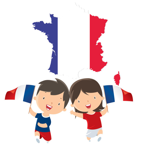 孩子们和法国国旗图片下载