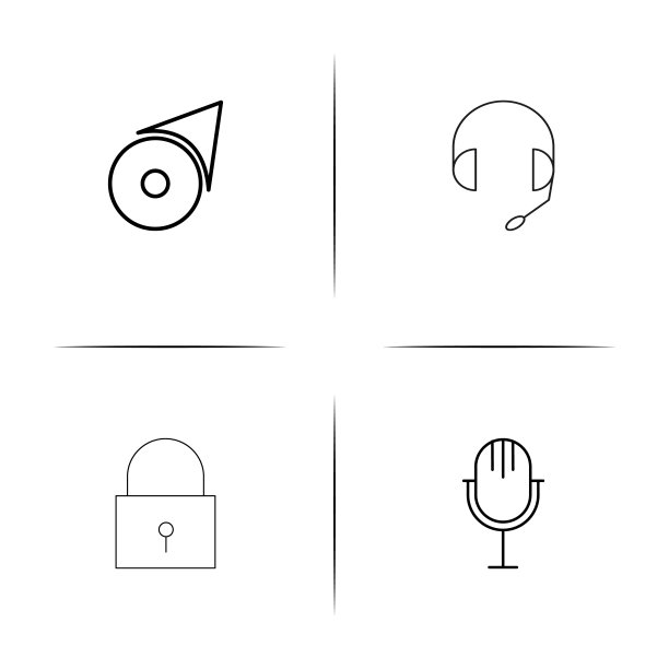 Web应用程序简易线性图标集。轮廓矢量图标图片下载
