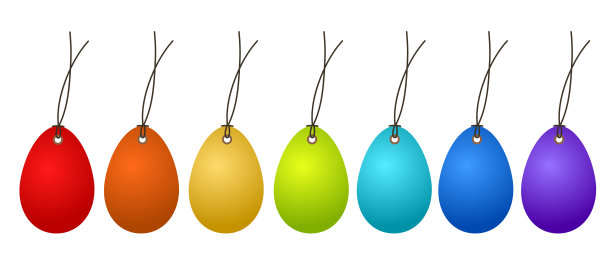 7复活节吊牌彩蛋彩色的白色，股票矢量插图图片下载