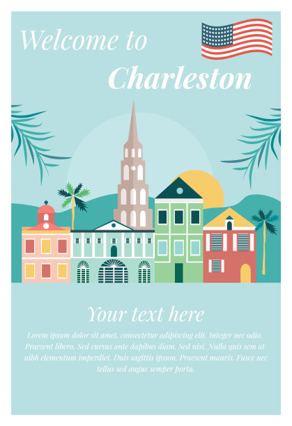 欢迎来到查尔斯顿地标海报图片下载