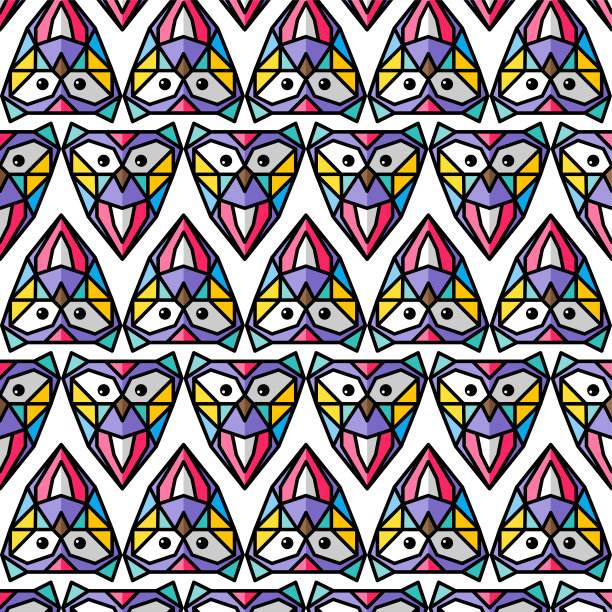 色彩丰富的猫头鹰背景图案主题向量图片下载