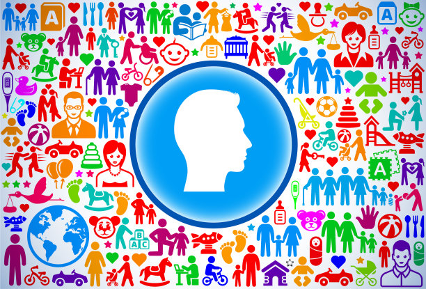 男人面部肖像，家庭和育儿矢量图标图案图片下载