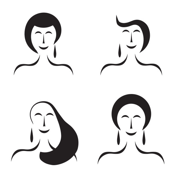 四个女性形象向量集时尚美概念图片下载