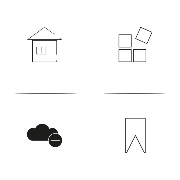 Web应用程序简易线性图标集。轮廓矢量图标图片下载