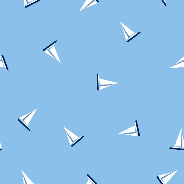 无缝模式简单的白色游艇上的蓝色，向量图片下载