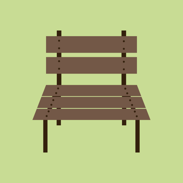 绿色背景上的花园长凳图标。图片下载