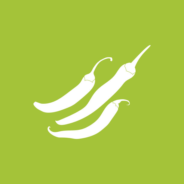 绿色背景上的辣椒图标剪影图片下载