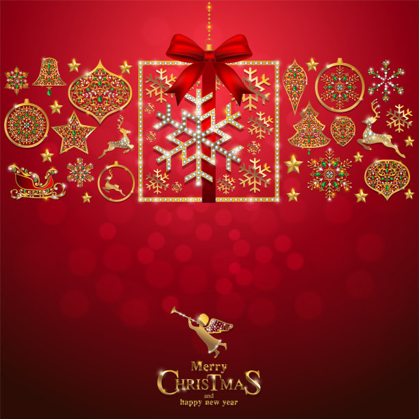 圣诞祝福和新年贺卡模板与黄金图案和水晶在背景颜色。图片下载